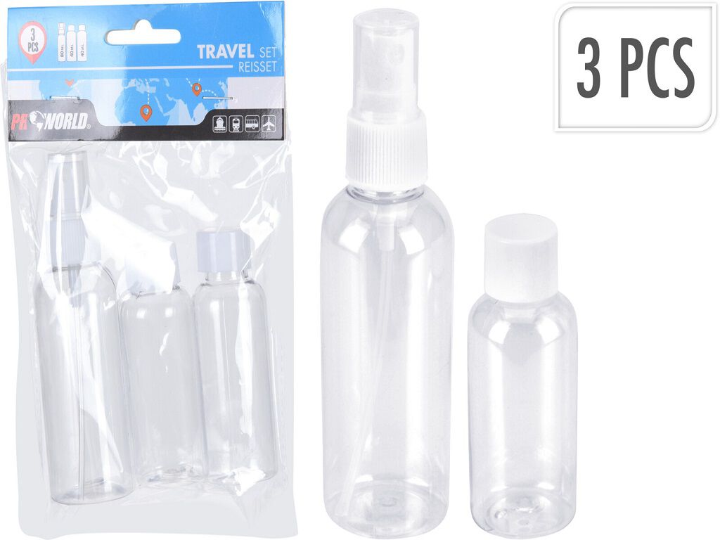 CONJUNTO DE 3 RECIPIENTES PARA VIAGEM 125X40X185MM image number 1