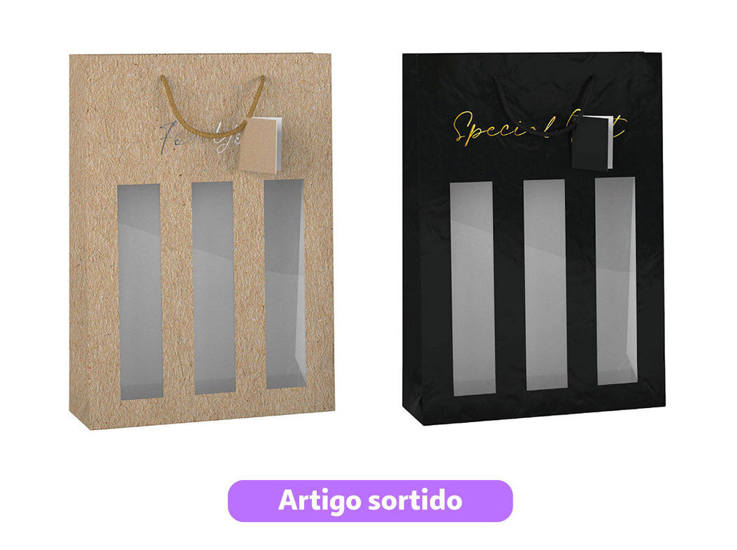 SACO PRESENTE AUCHAN PARA 3 GARRAFAS CORES SORTIDAS image number 0