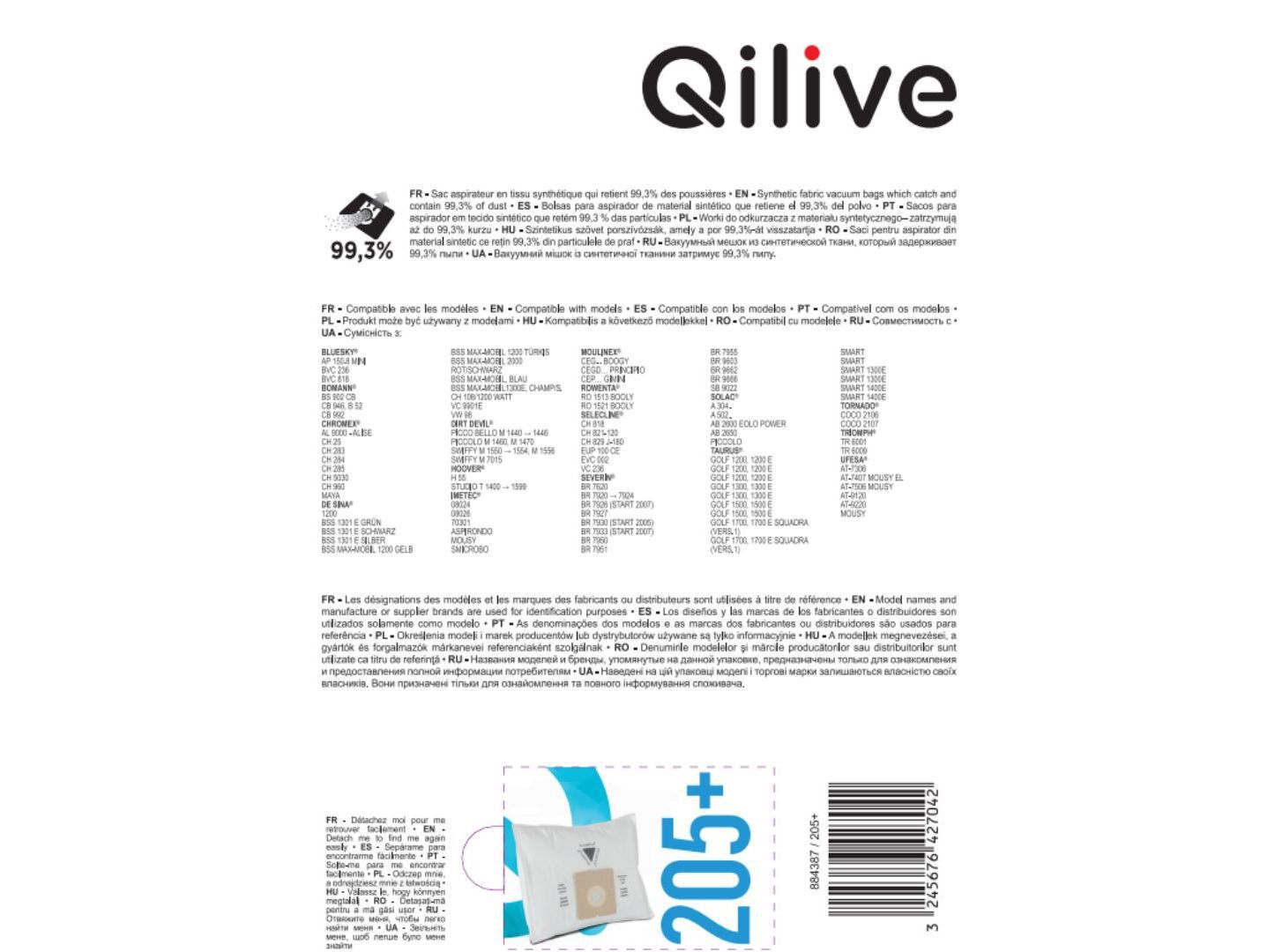 SACOS DE ASPIRADOR QILIVE 205+ PACK 4 image number 1
