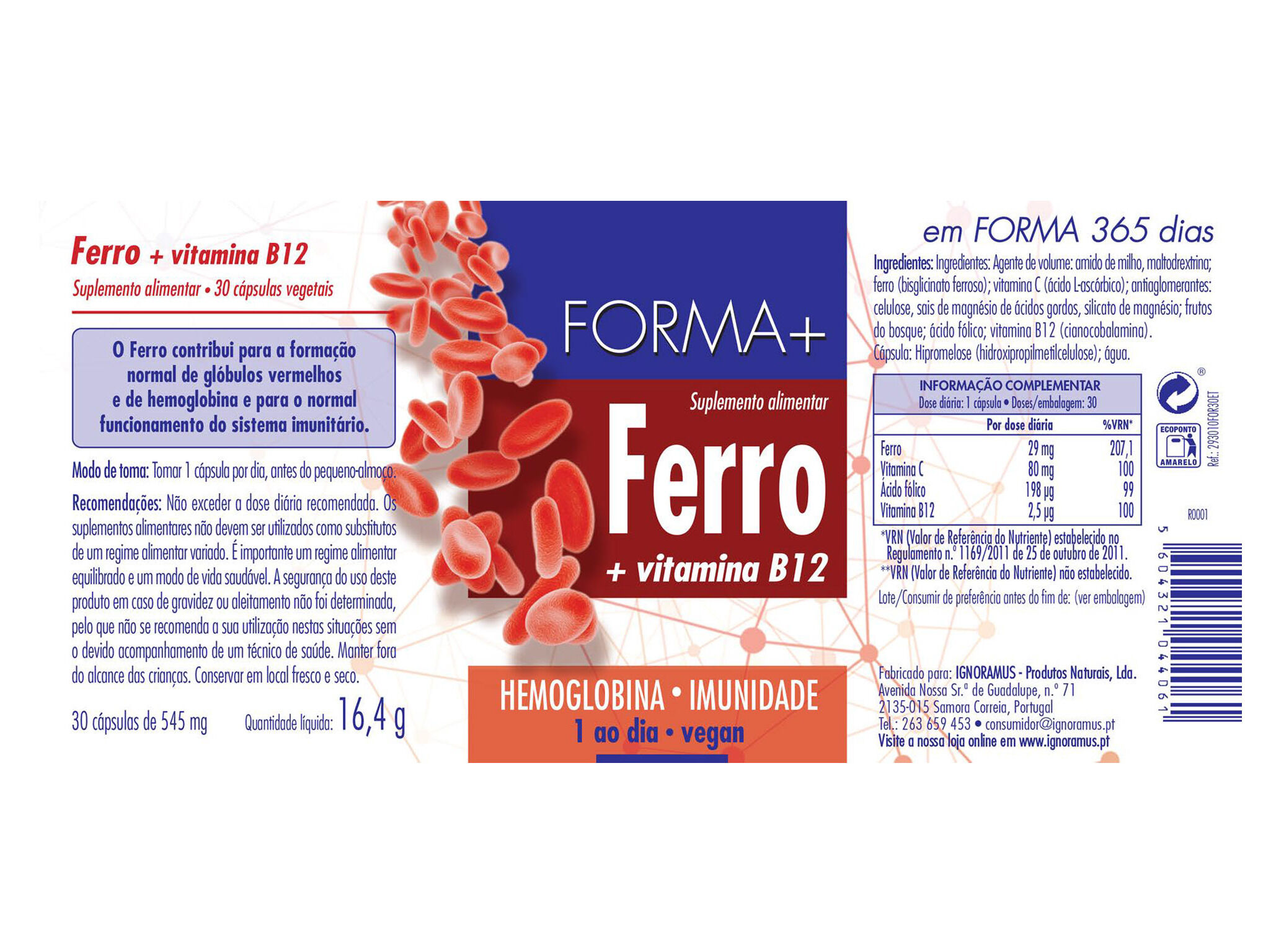 SUPLEMENTO FORMA+ FERRO + VITAMINA B12 30CAPS image number 1