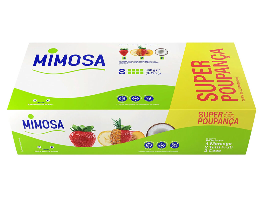 IOGURTE MIMOSA AROMA MORANGO COCO E TUTTI 8X120G