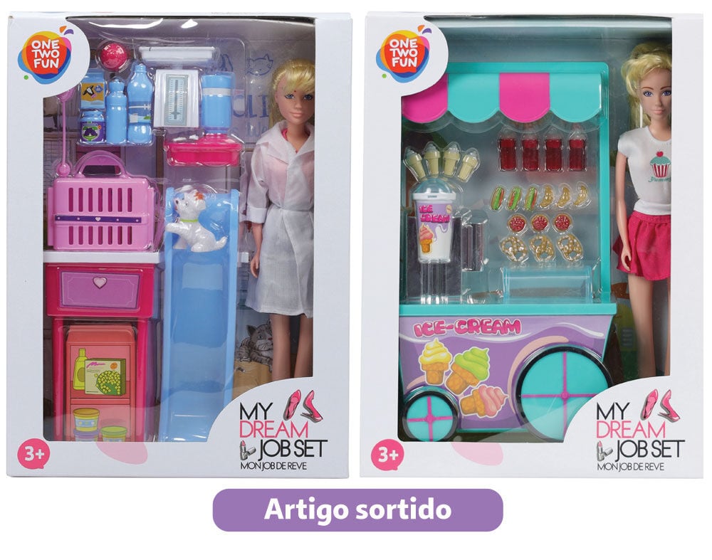 BONECA PROFISS&Otilde;ES ONE TWO FUN MODELOS SORTIDOS