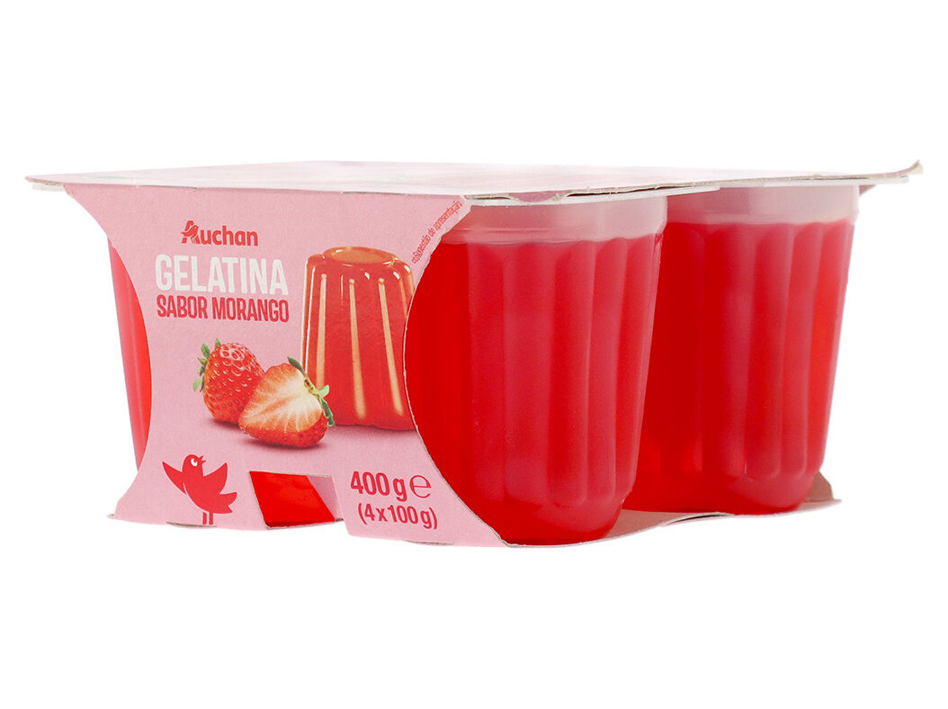 GELATINA AUCHAN MORANGO 4X100G image number 1