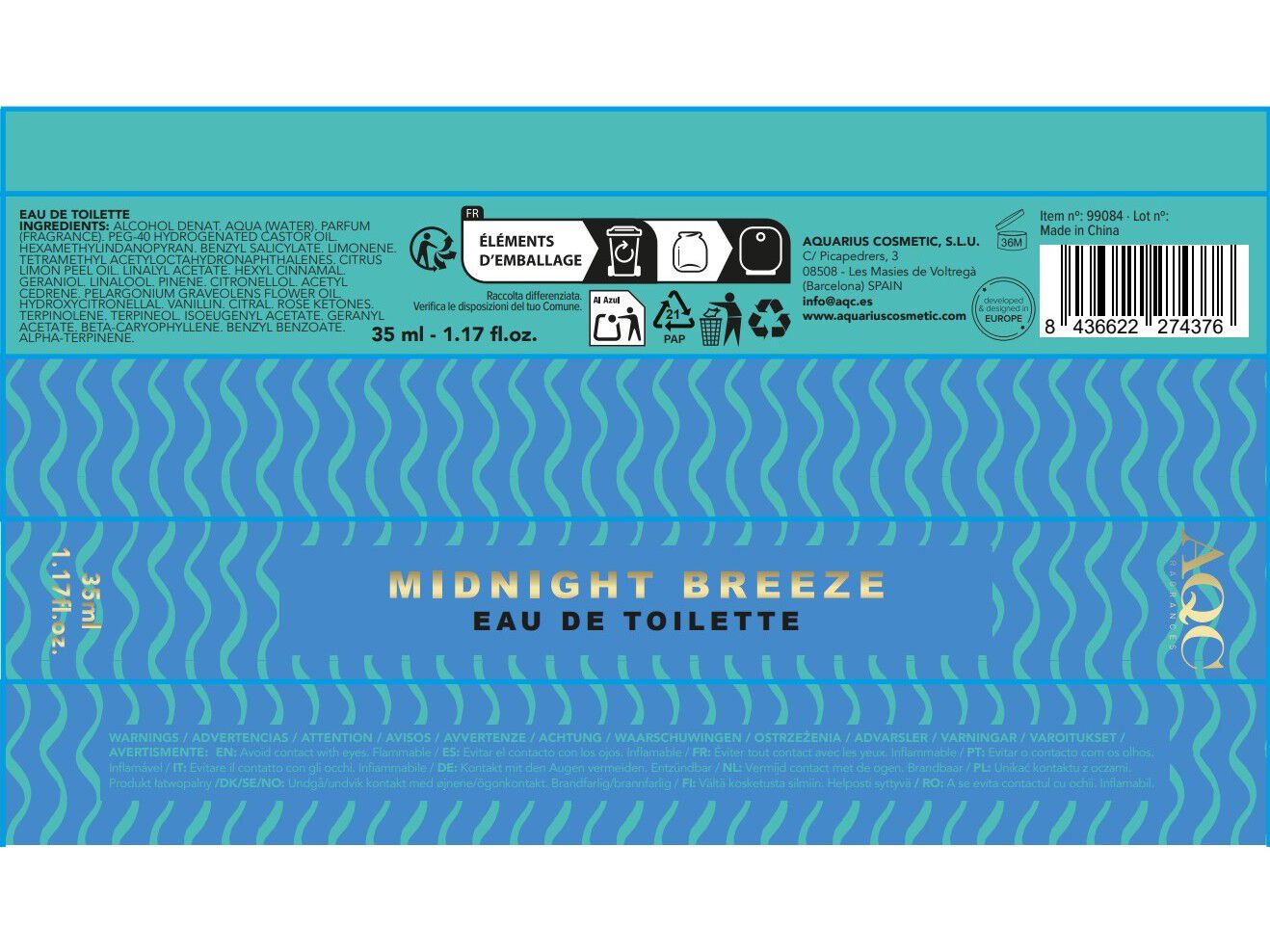 &Aacute;GUA DE COL&Oacute;NIA AQC FRAGANCES MIDNIGHT BREEZE 35ML image number 2