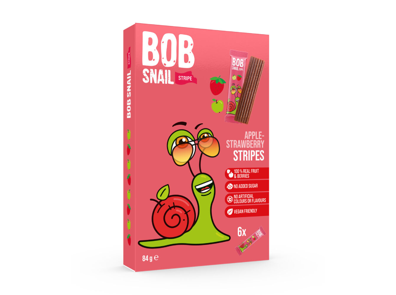 TIRAS DE FRUTA BOB SNAIL MA&Ccedil;&Atilde; E MORANGO 84 G image number 0