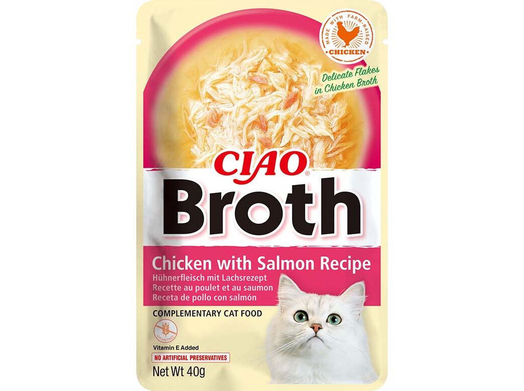 COMIDA H&Uacute;MIDA GATO CIAO BROTH FRANGO SALM&Atilde;O 40G image number 0