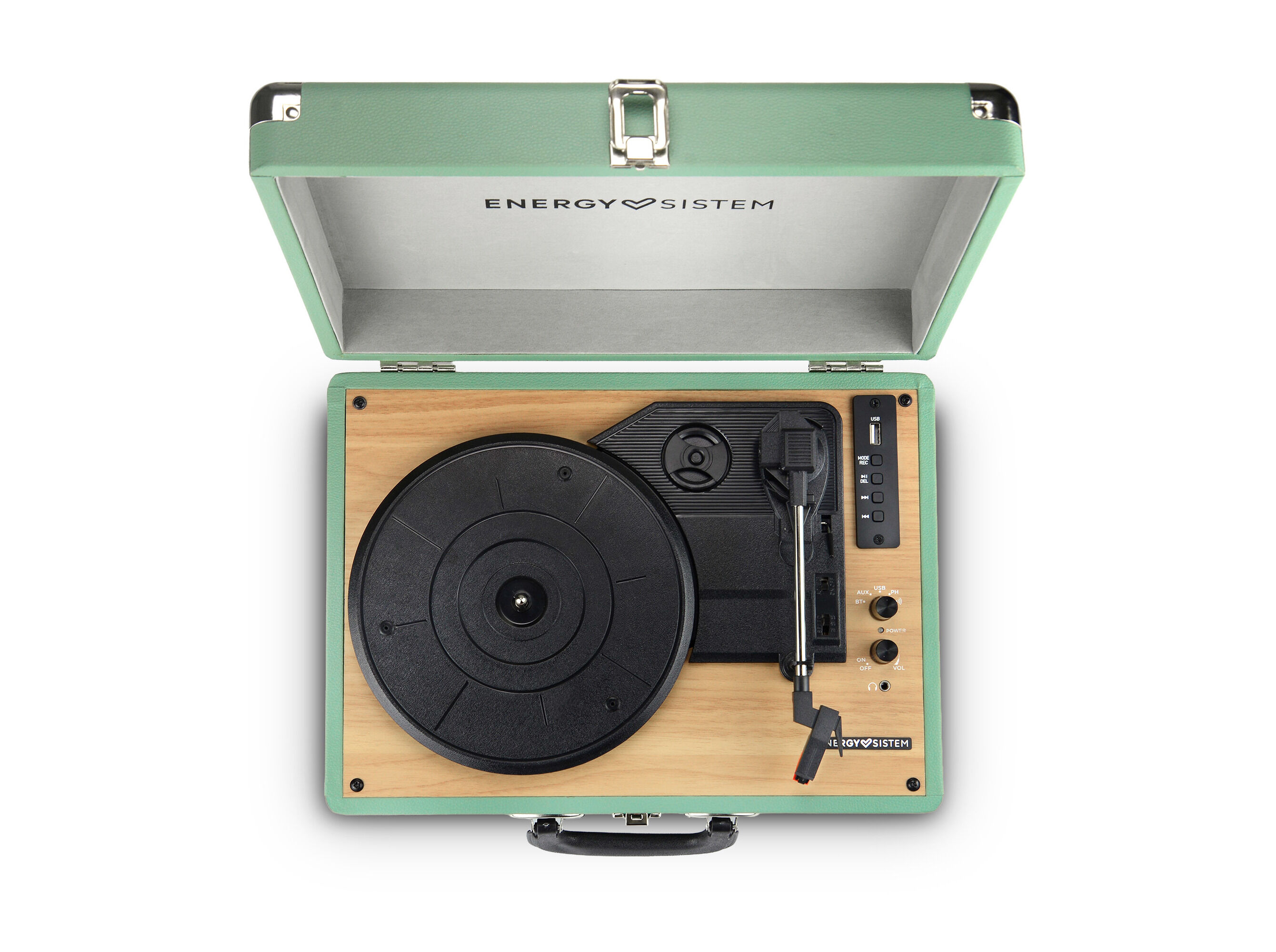 GIRA DISCOS ENERGY SISTEM RETRO SPIN TURNTABLE 40W AQUAMARINE image number 2