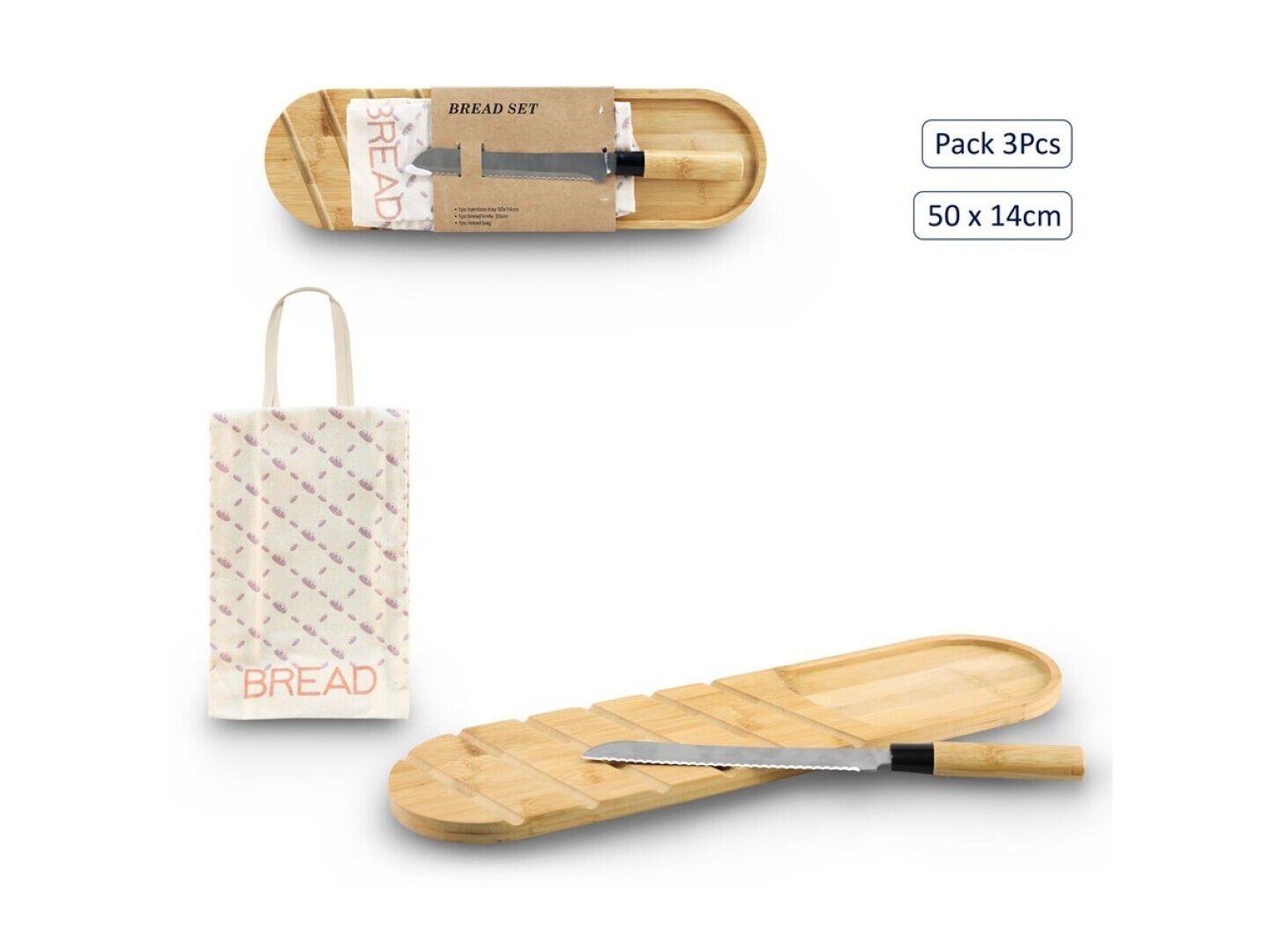 CONJUNTO 3 PE&Ccedil;AS PARA P&Atilde;O 50X14CM image number 0