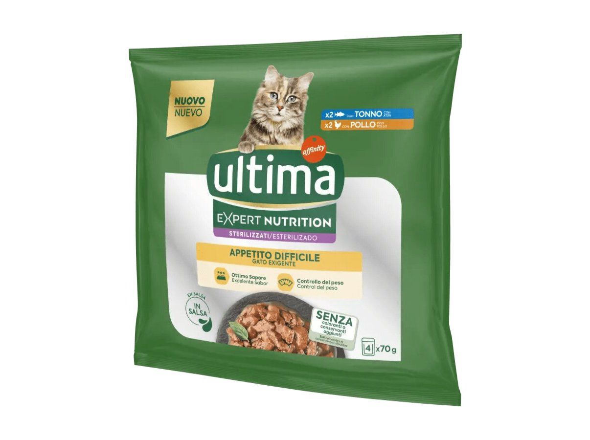 COMIDA H&Uacute;MIDA PARA GATO ULTIMA ESTERILIZADO APETITE DIF&Iacute;CIL 4X70G image number 0