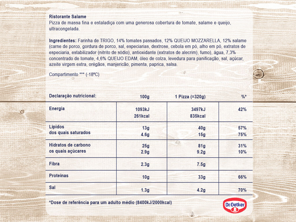 PIZZA DR.OETKER RISTORANTE SALAME 320G image number 1