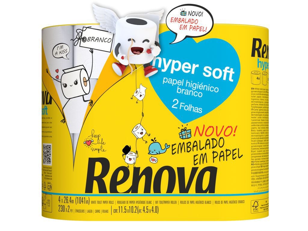 PAPEL RENOVA HIGI&Eacute;NICO 2 FOLHAS HYPER SOFT 4ROLOS image number 0