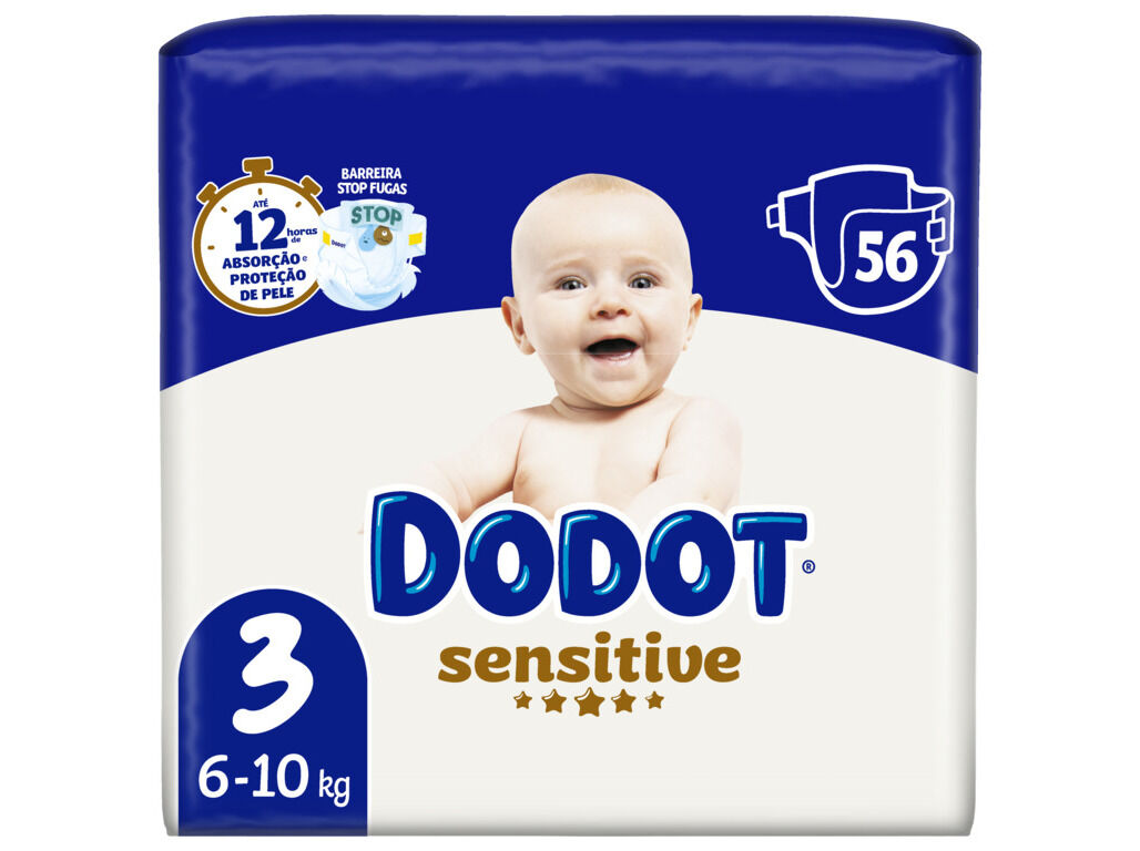 FRALDAS DODOT SENSITIVE EXTRA T3 7-11KG 56 UN image number 0