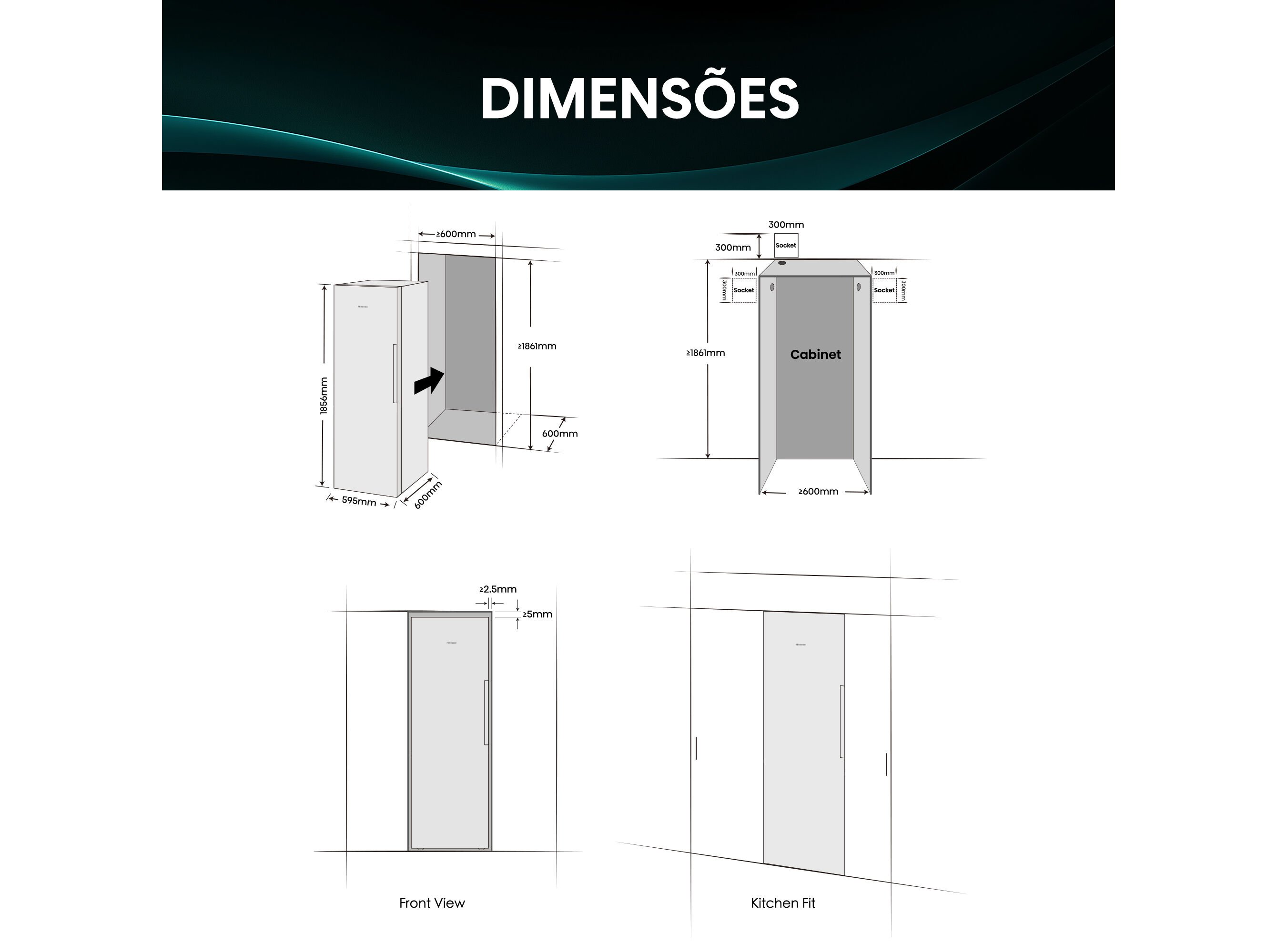 ARCA CONGELADORA VERTICAL HISENSE KITCHEN FIT FT3K310SAIE1 (NO FROST - 185.6 CM - 312 L - INOX) image number 3