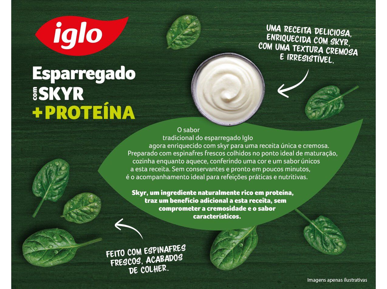ESPARREGADO IGLO SKYR + PROTEINA 500G image number 1