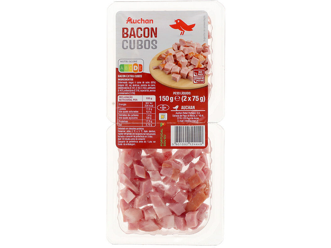 BACON EXTRA CUBOS AUCHAN 2X75G image number 0