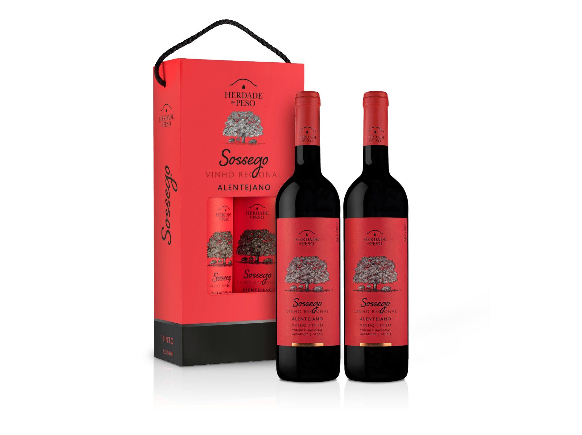 CONJUNTO VINHO TINTO SOSSEGO ALENTEJO 2X0.75L image number 1
