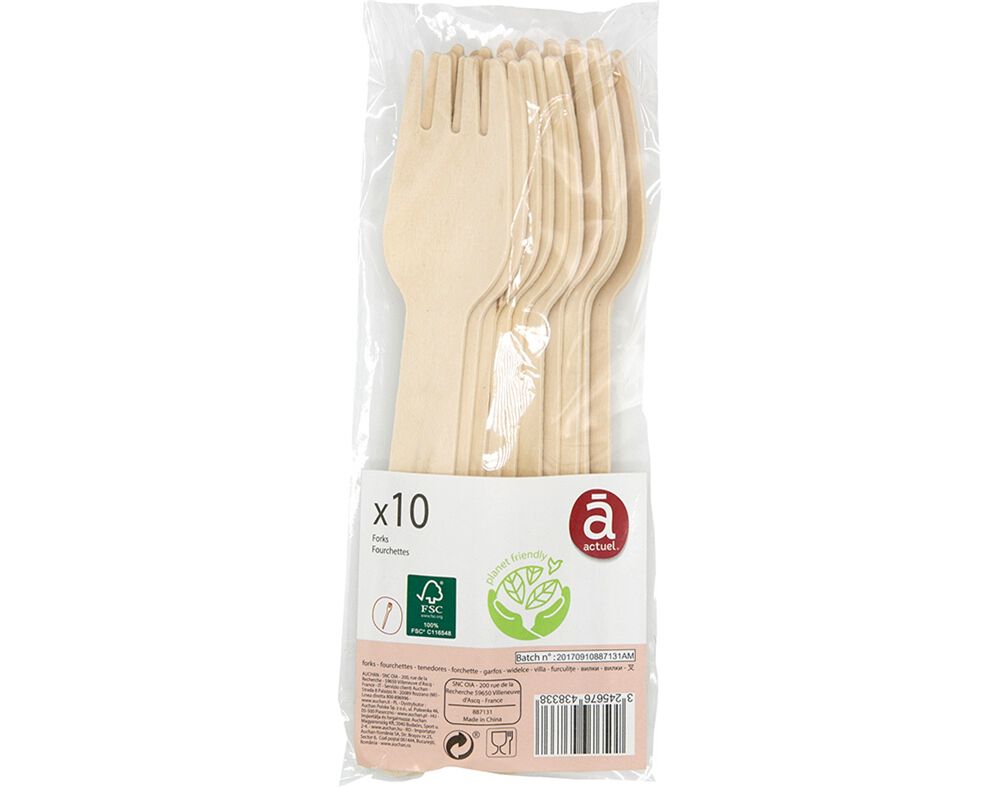 GARFOS DESCART&Aacute;VEIS ACTUEL EM MADEIRA ECO PACK 10 UNIDADES