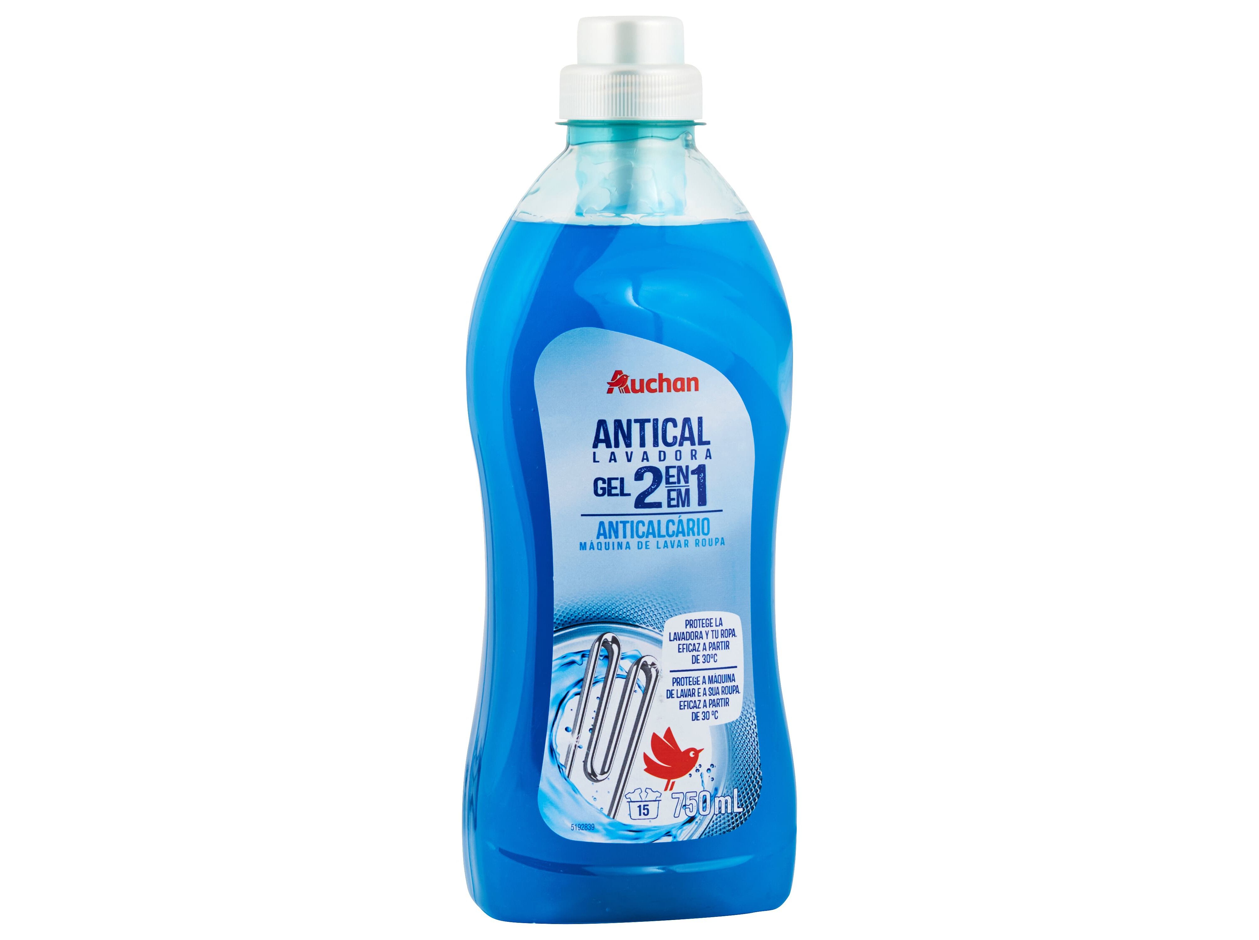 GEL ANTICALC&Aacute;RIO AUCHAN PARA M&Aacute;QUINA DE LAVAR ROUPA 750ML image number 1