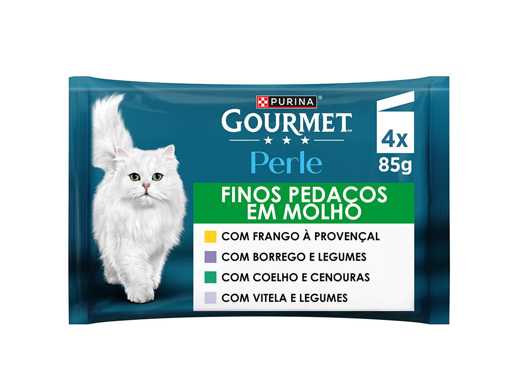 COMIDA H&Uacute;MIDA PARA GATO GOURMET PERLE COM CARNE E LEGUMES 4X85G image number 0