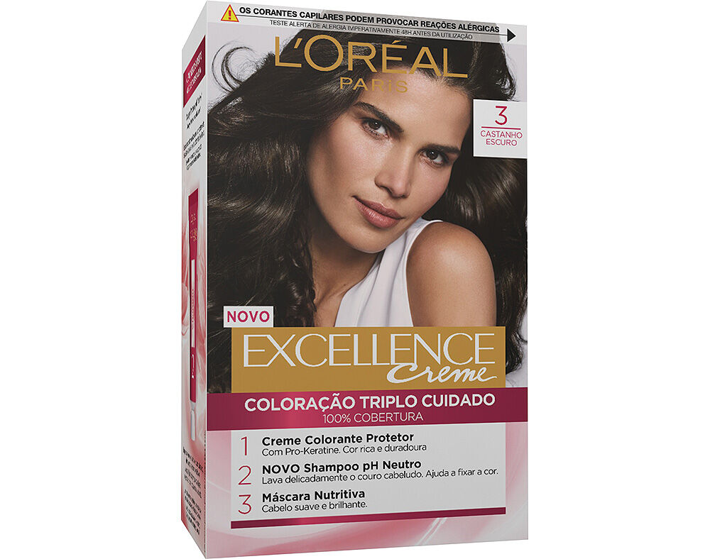 COLORA&Ccedil;&Atilde;O EXCELLENCE CREME LONGA DURA&Ccedil;&Atilde;O N&ordm;3 CASTANHO ESCURO UN