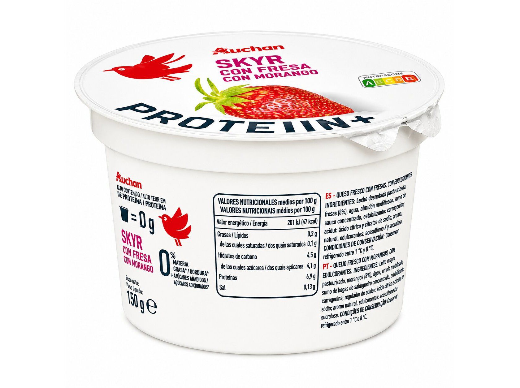 SKYR PROTEIN+ AUCHAN MORANGO MAGRO 150G image number 2