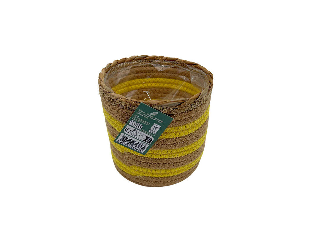 VASO EM FIBRA NATURAL ACTUEL NATURAL/AMARELO 15X15XA14.5CM