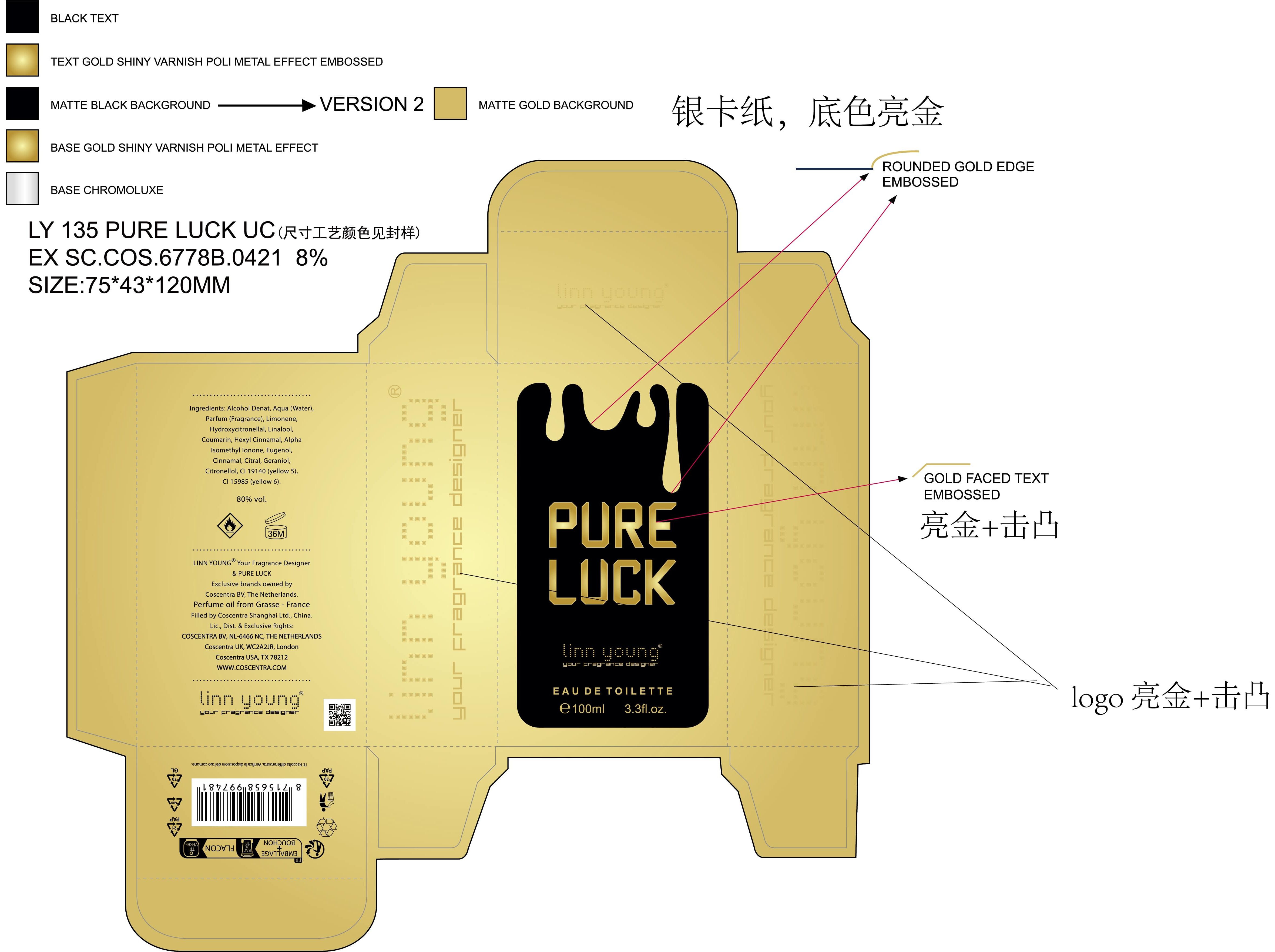 EAU DE TOILETTE HOMEM LINN YOUNG PURE LUCK 100 ML image number 1