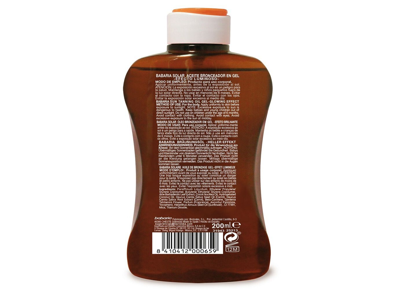 &Oacute;LEO BABARIA BRONZEADOR LUMINOSO 200ML image number 1