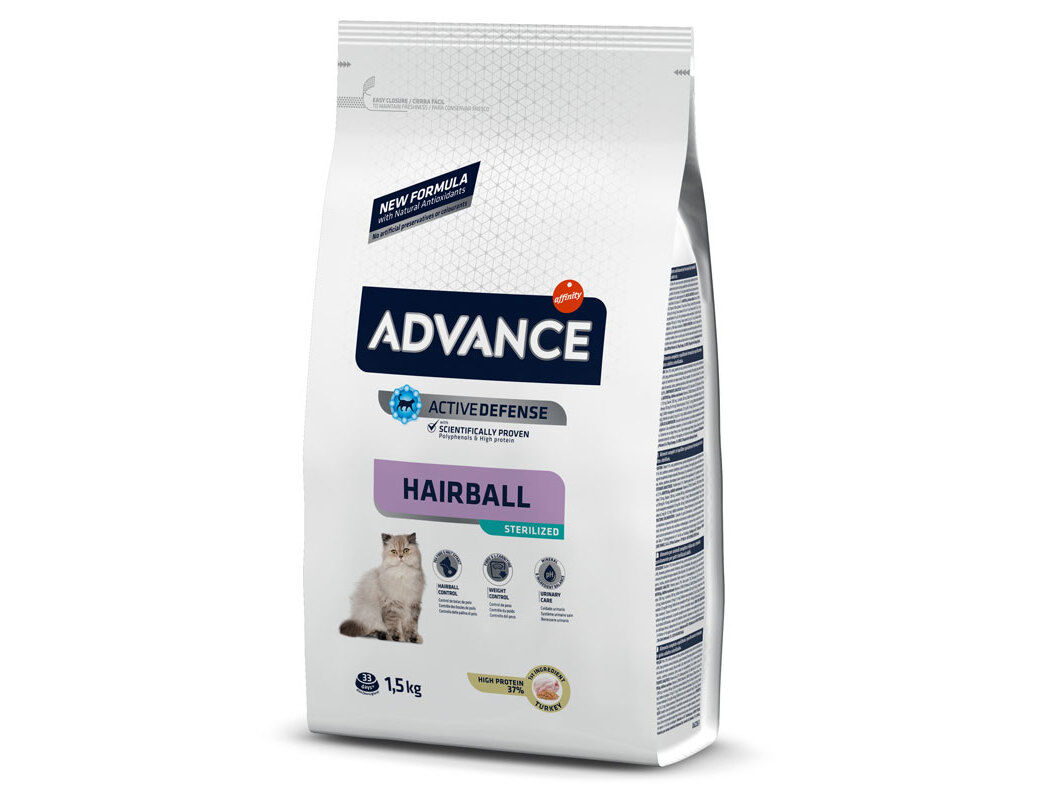 RA&Ccedil;&Atilde;O PARA GATO ADVANCE ESTERILIZADO HAIRBALL 1.5KG