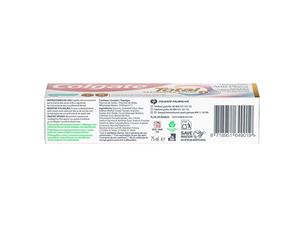 PASTA DENT&Iacute;FRICA COLGATE TOTAL PLAQUE FRESH 75ML image number 1