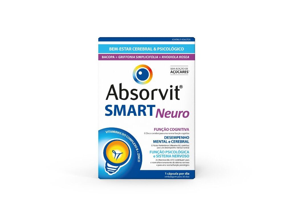 SUPLEMENTO ALIMENTAR ABSORVIT SMART NEURO 30 C&Aacute;PSULAS image number 0