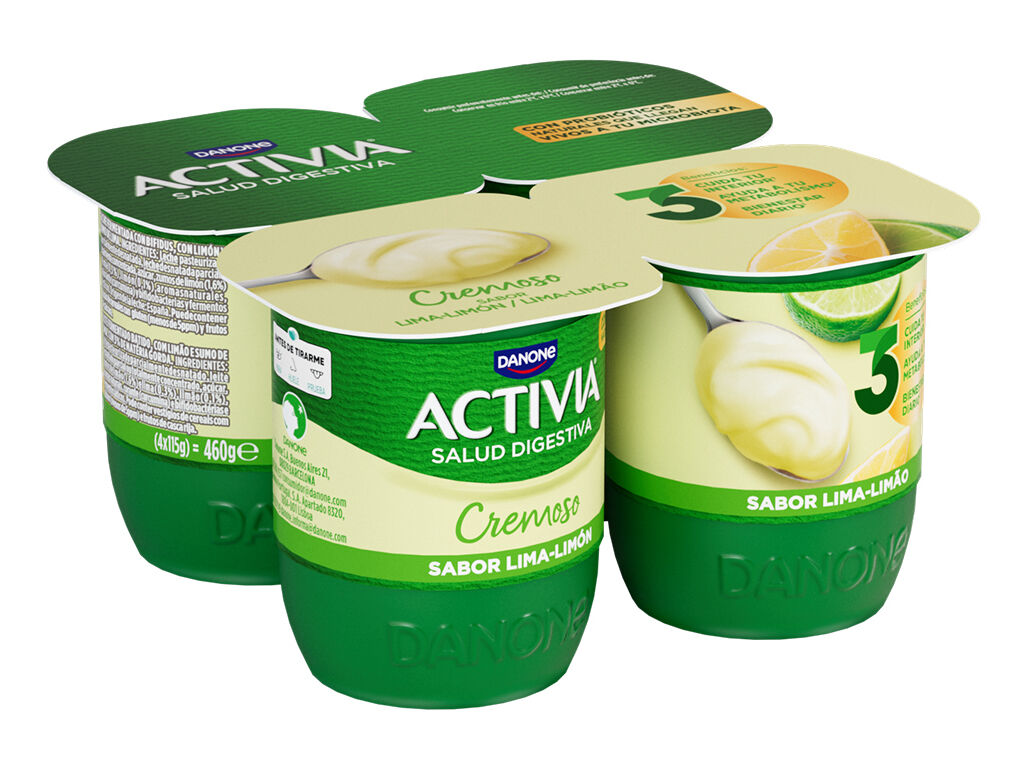 IOGURTE ACTIVIA BIFIDUS CREMOSO LIMA E LIM&Atilde;O 4X120G