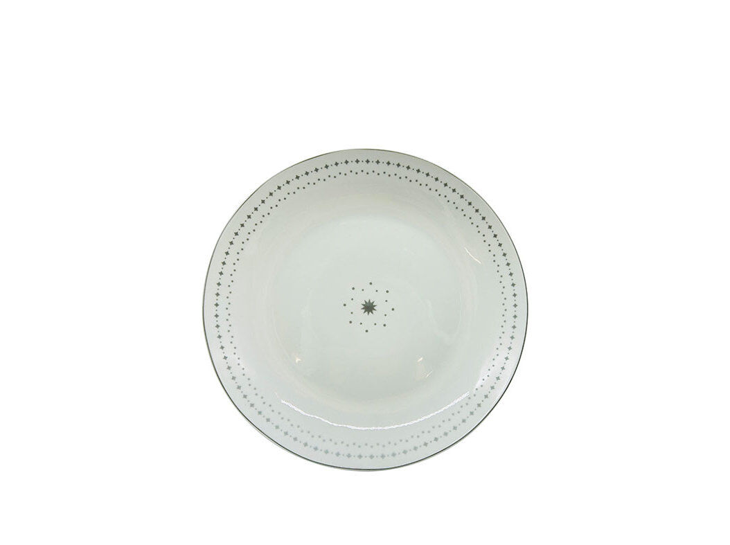 PRATO SOBREMESA ACTUEL PORCELANA ESTRELAS PRATEADO MET&Aacute;LICO &Oslash;19CM image number 0