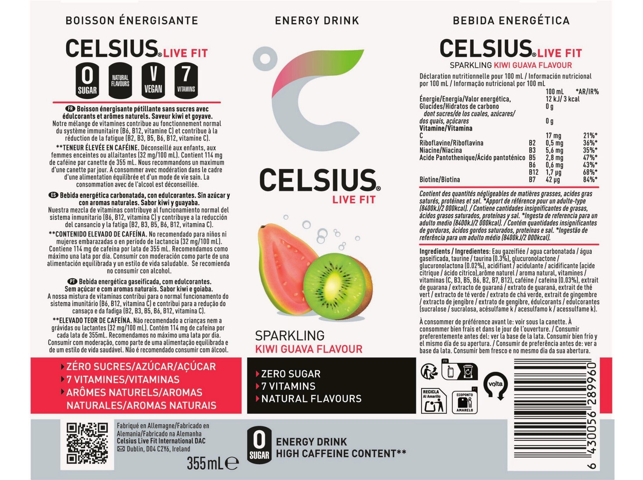 BEBIDA ENERG&Eacute;TICA CELSIUS KIWI GOIABA 0.355L (SDR) image number 1