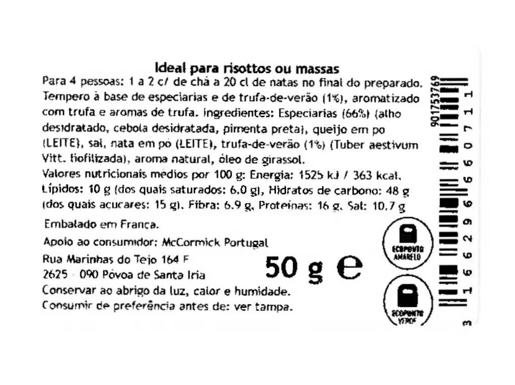 ESPECIARIA TRUFA DUCROS ESPECIAL RISSOTOS & MASSAS 50G image number 1