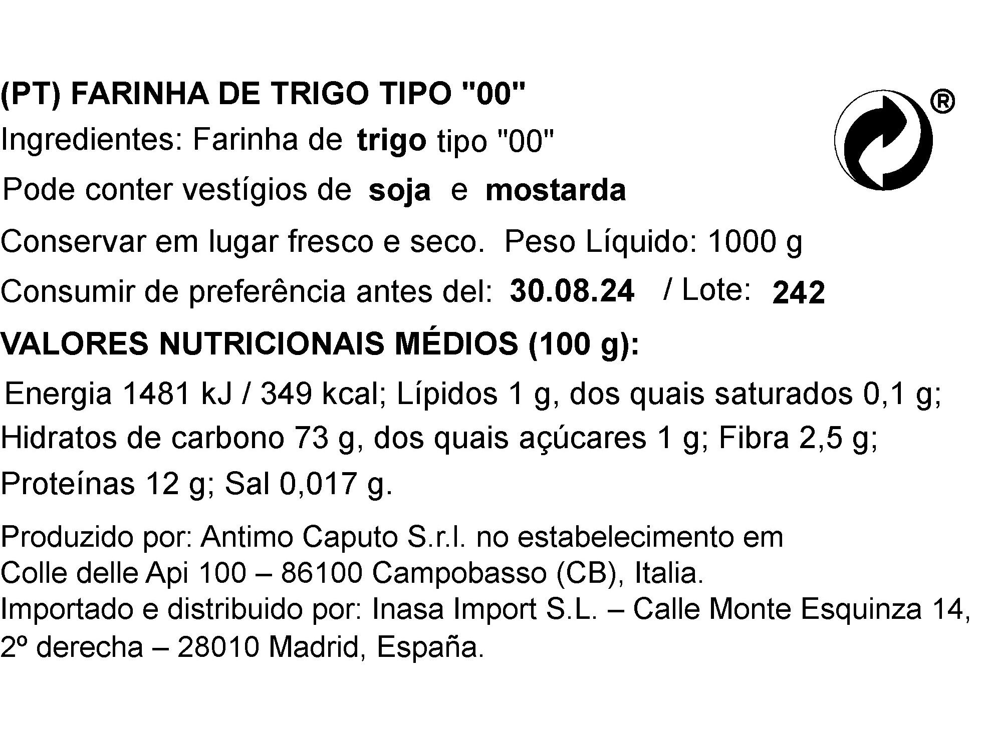 FARINHA TIPO 00 CAPUTO 1KG image number 1