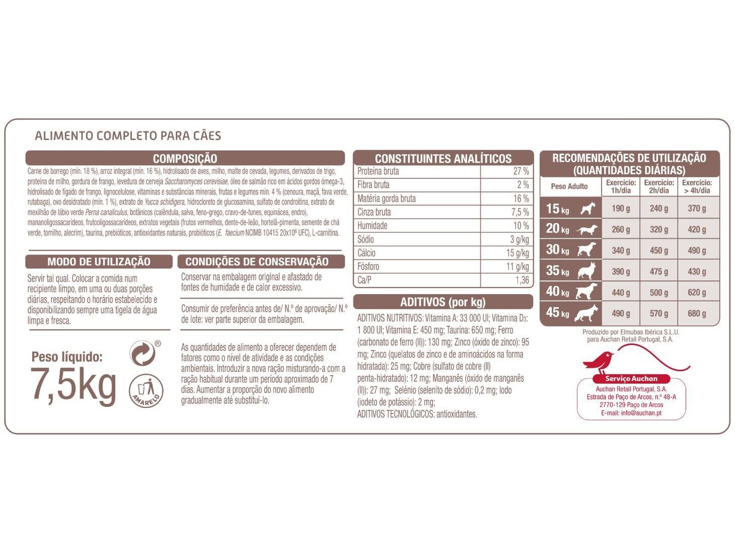 RA&Ccedil;&Atilde;O PARA C&Atilde;O AUCHAN EXPERT RICO EM CORDEIRO FRESCO E ARROZ 7.5KG image number 1