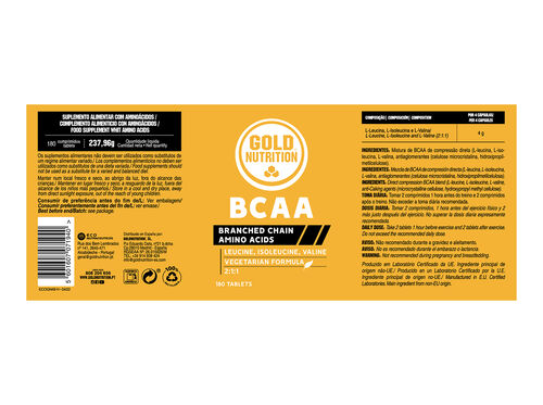 SUPLEMENTO GOLDNUTRITION BCAA'S 180 COMP image number 1