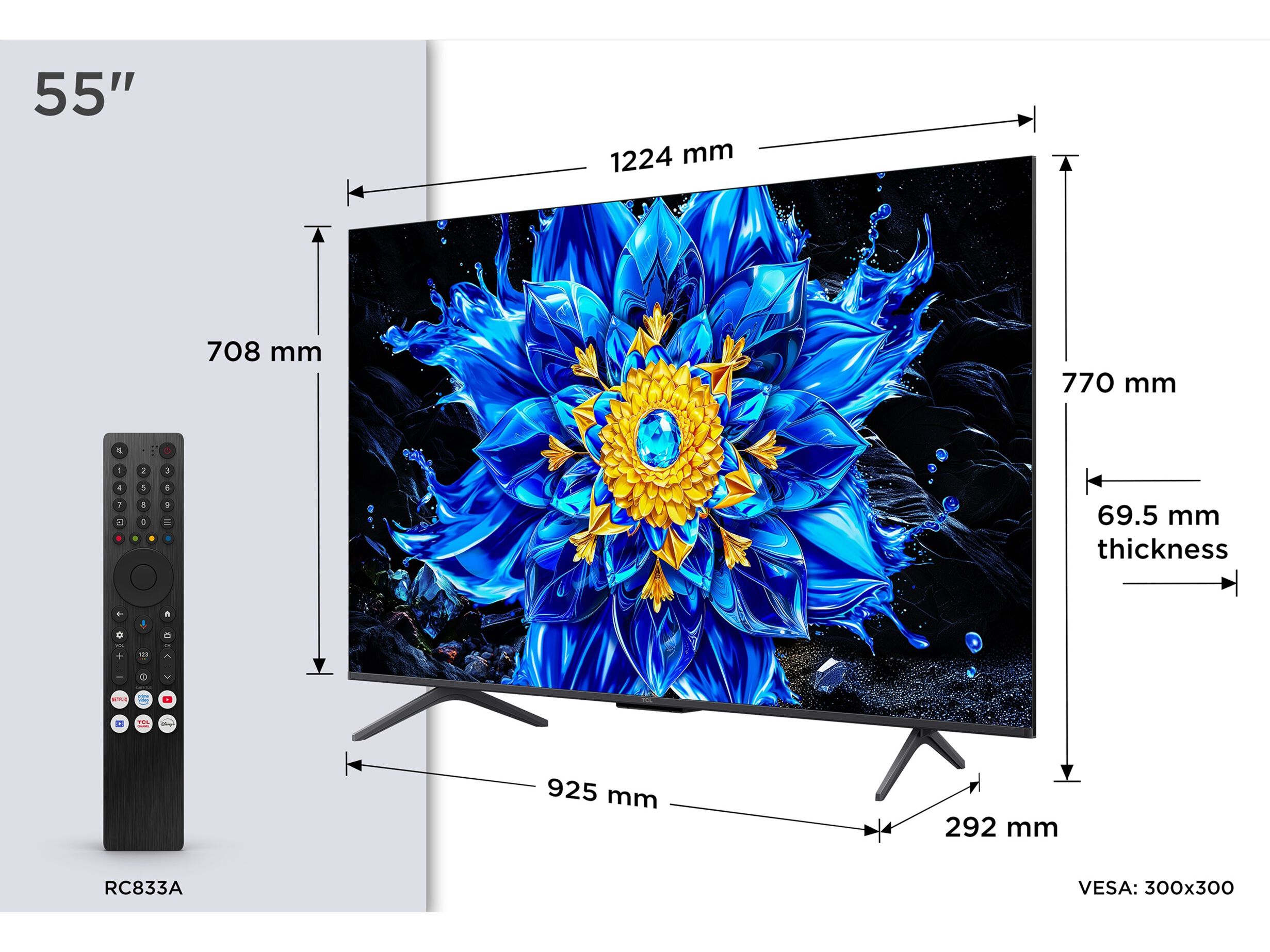 TV QD-MINI LED TCL 55P8L (55" 4K 144HZ GOOGLE TV 140CM) image number 4