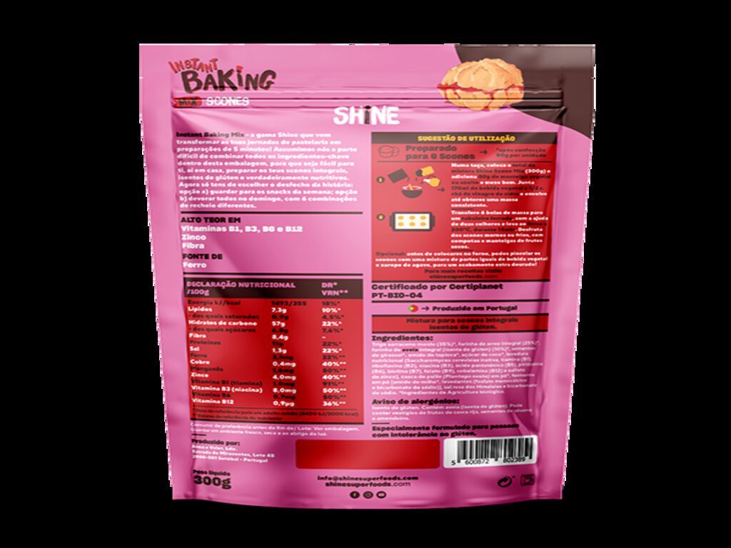 MIX SCONES SHINE FARINHA INTEGRAL BIO 300GR image number 1