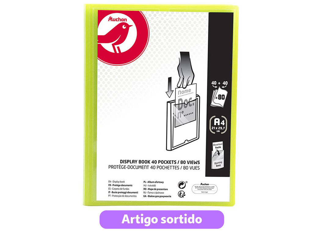 PORTF&Oacute;LIO AUCHAN A4 40+40 BOLSAS CORES SORTIDAS image number 3