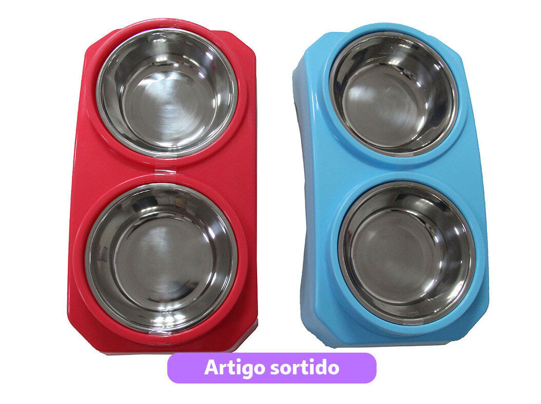 COMEDOURO DUPLO AUCHAN INOX/PP CORES SORTIDAS image number 0