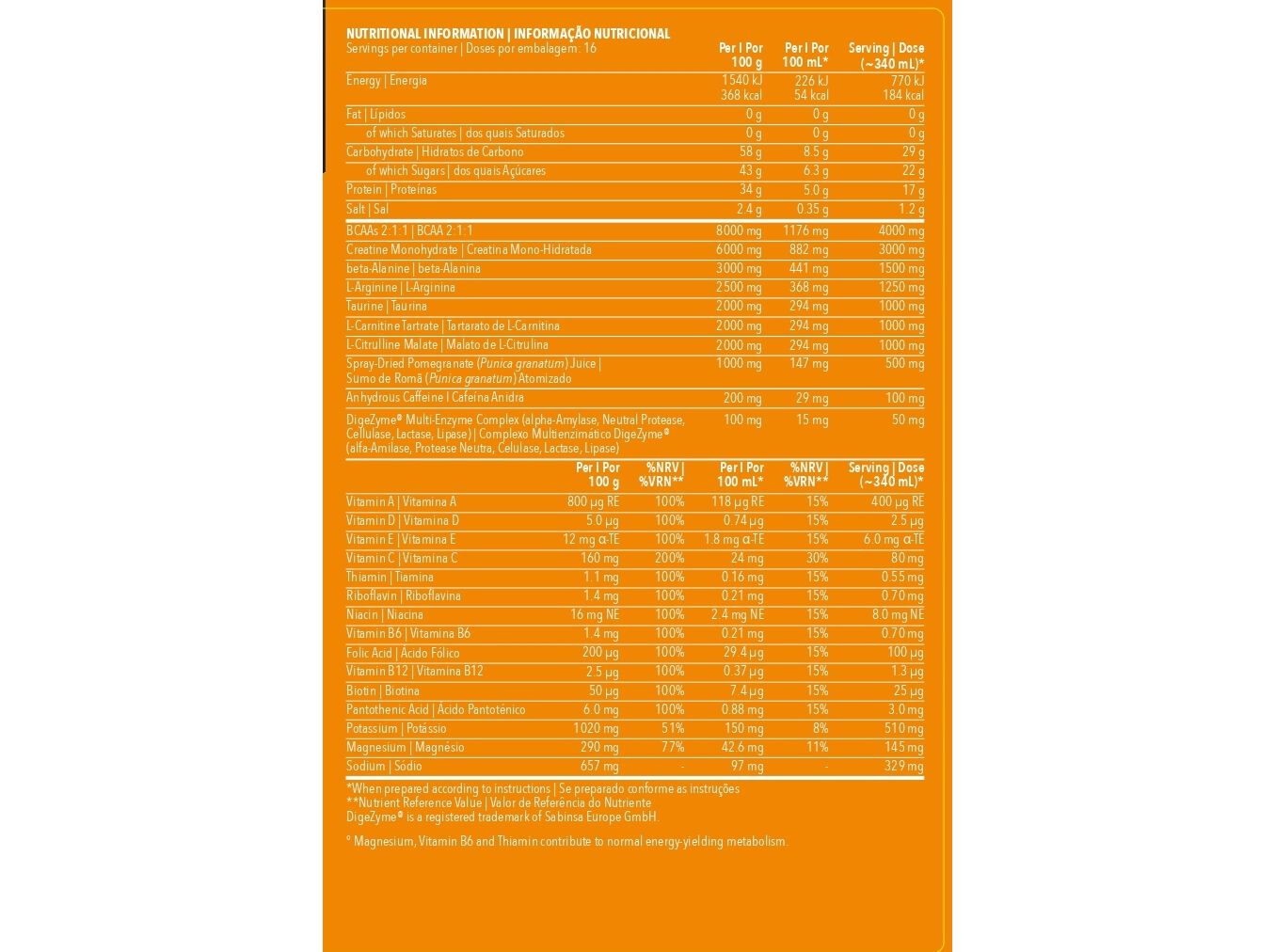 PR&Eacute; TREINO ENERGY CHARGE PROZIS LARANJA 800G image number 1