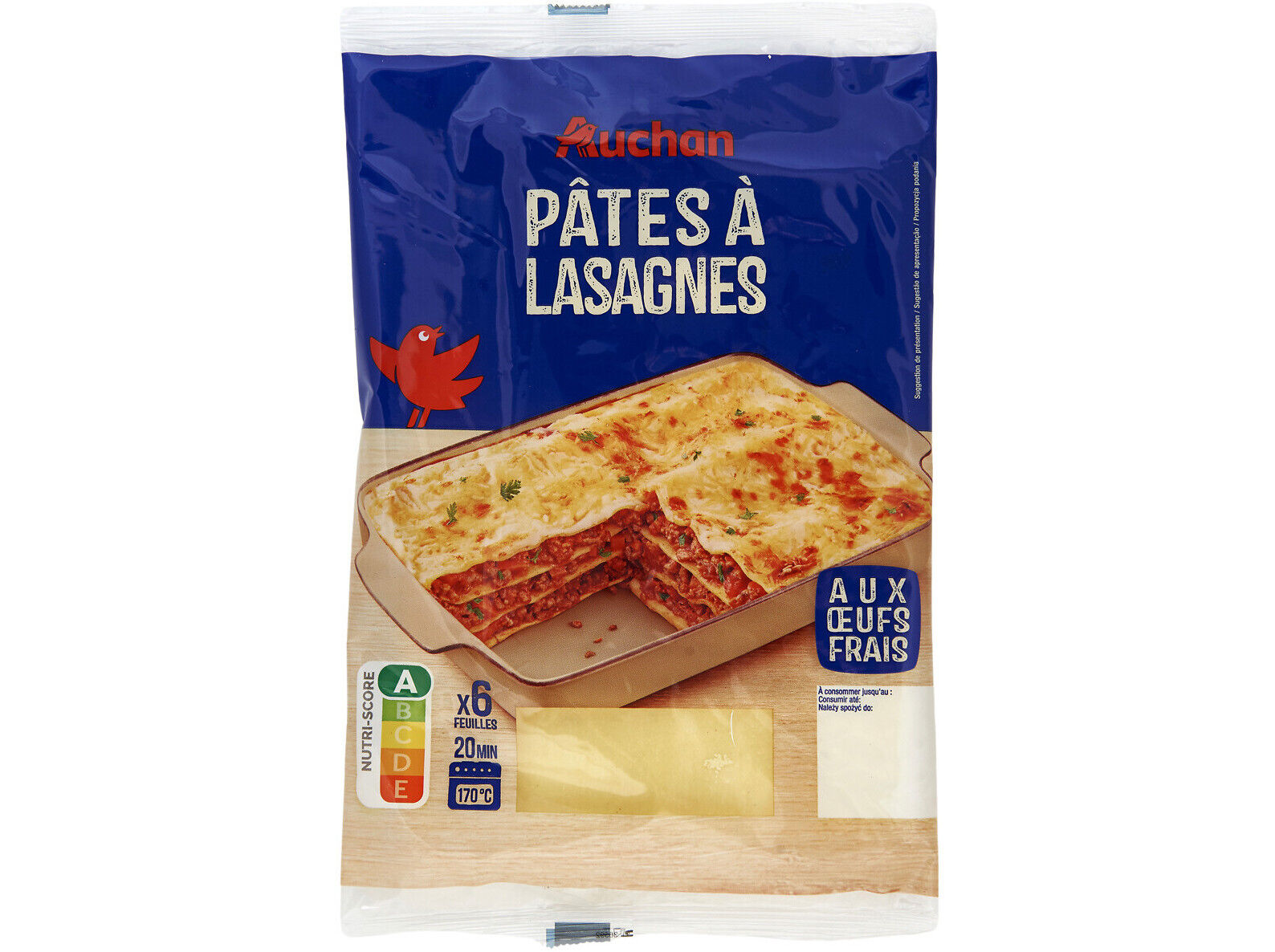 FOLHAS DE LASANHA AUCHAN 250G image number 0