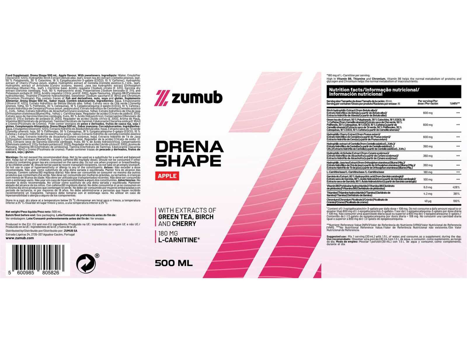 SUPLEMENTOS EMAGRECIMENTO ZUMUB DRENA SHAPE 500ML image number 1