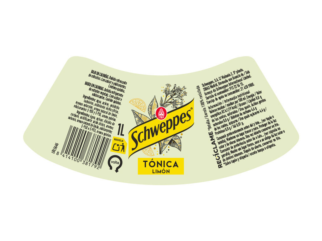 &Aacute;GUA T&Oacute;NICA SCHWEPPES LIM&Atilde;O 1L (SDR) image number 1