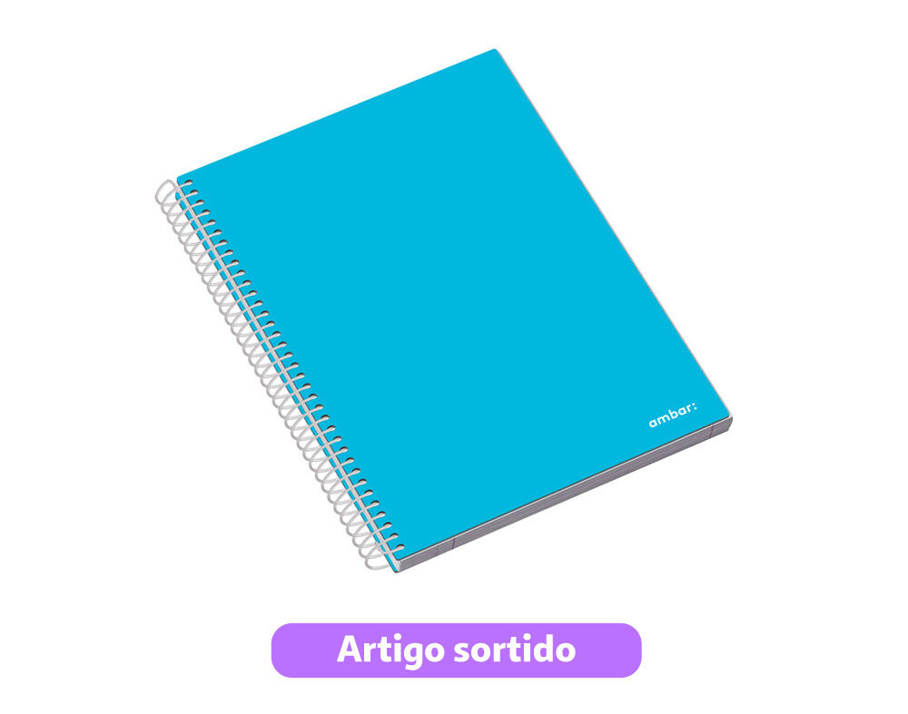 CADERNO ESPIRAL CAPA DURA A5 SCHOOL AMBAR QUADRICULADO 120 FOLHAS CORES SORTIDAS