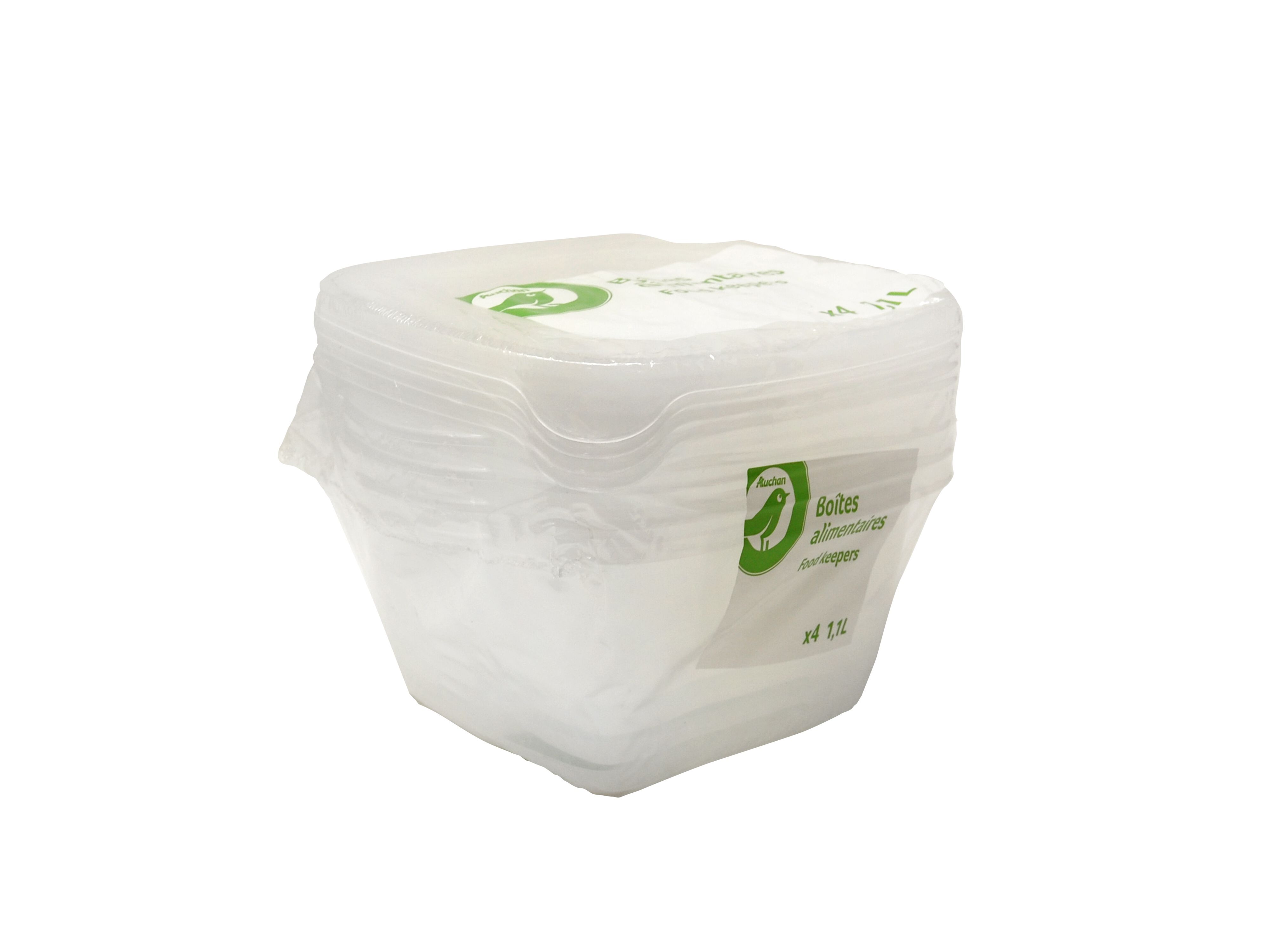 CONJUNTO 4 CAIXAS CONSERVA&Ccedil;&Atilde;O QUADRADAS AUCHAN ESSENCIAL PL&Aacute;STICO 1.1L image number 1