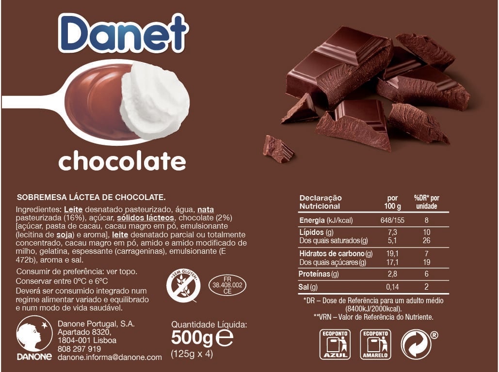 SOBREMESA DANETTE L&Aacute;CTEA CHOCOLATE E CHANTILLY 4X100G image number 1