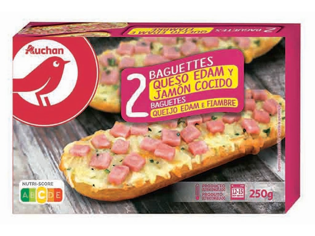 BAGUETES AUCHAN QUEIJO EDAM E FIAMBRE 2UN 250G image number 0